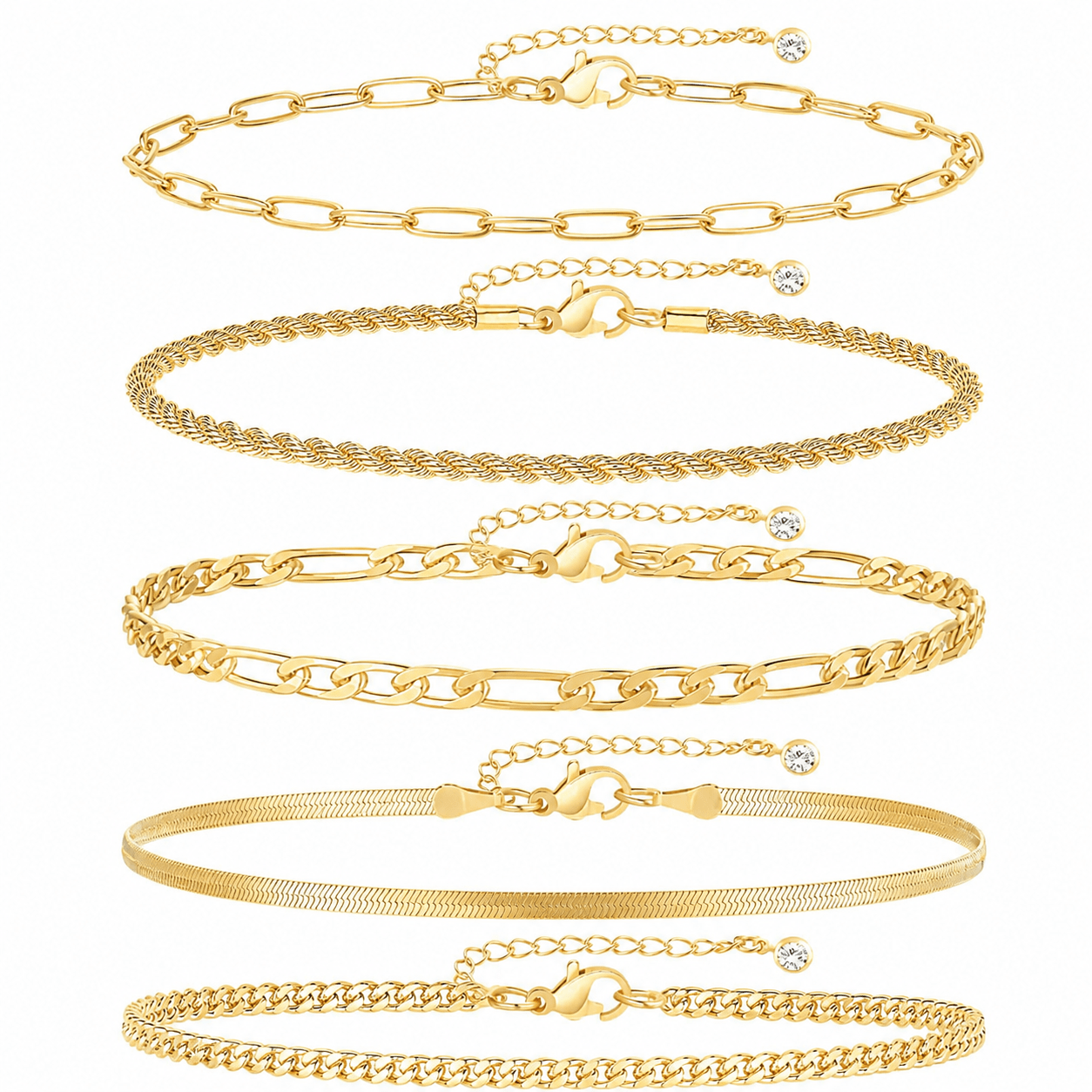 5 - Piece Anklet Set - Klerona & Co