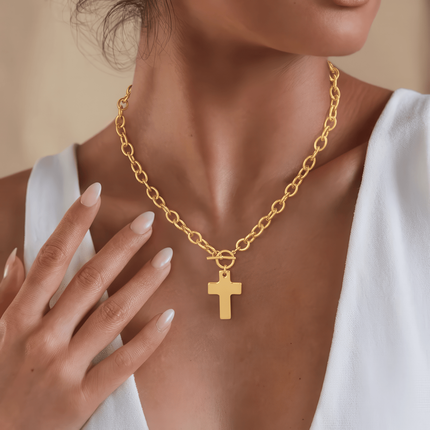 Klerona & Co. Bold Hammered Cross Necklace - Klerona & Co