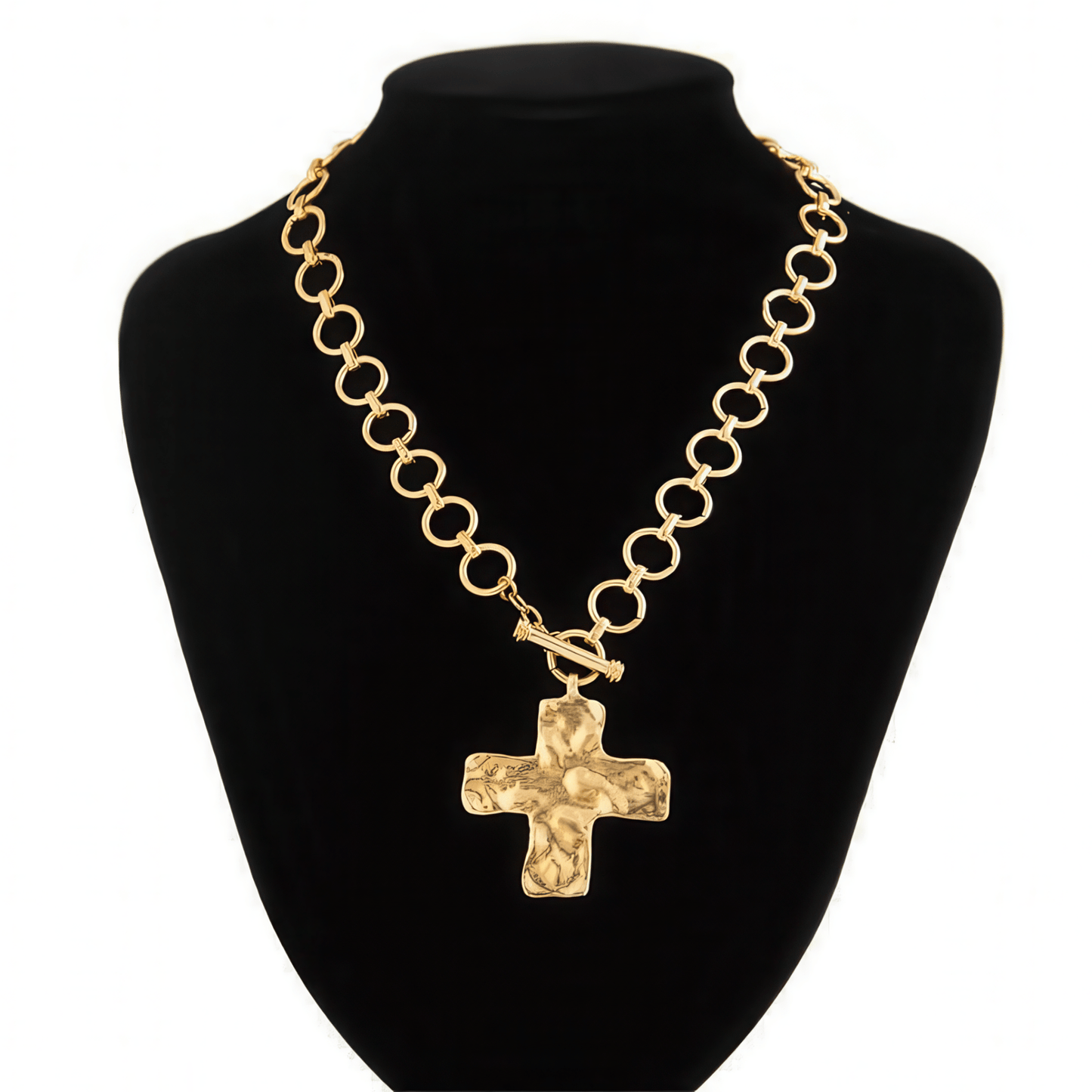 Klerona & Co. Bold Hammered Cross Necklace - Klerona & Co