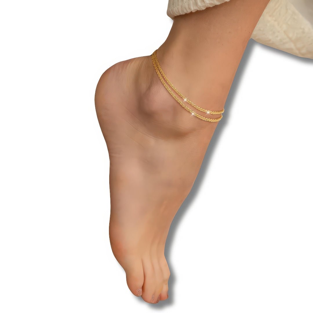 Elegant sterling silver drip anklet – hypoallergenic and waterproof by Klerona