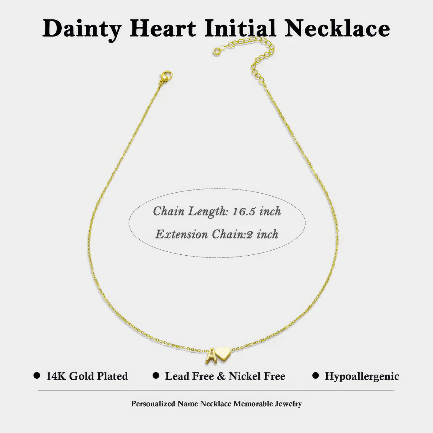 Klerona & Co Heart Initial Necklace - Klerona & Co