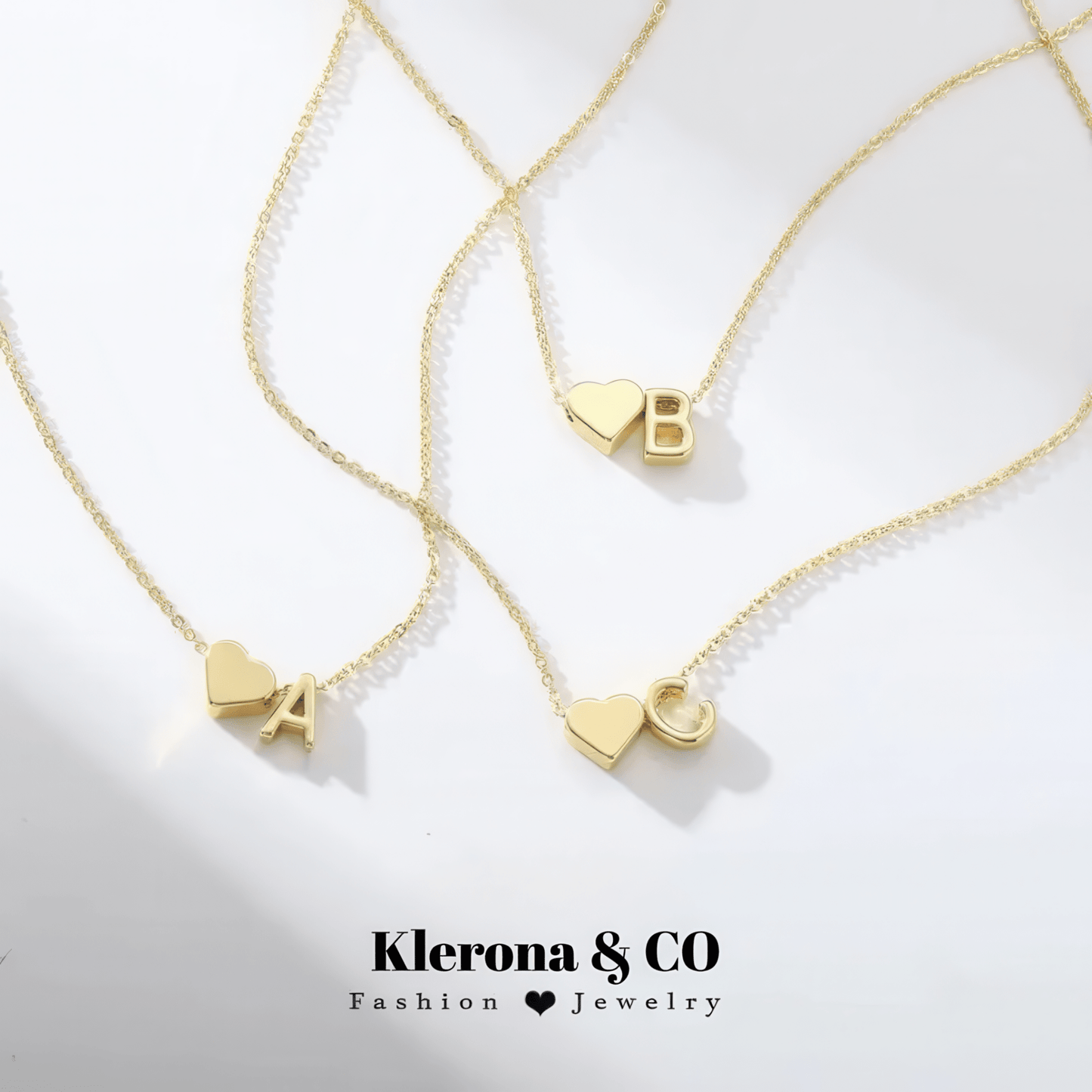 Klerona & Co Heart Initial Necklace - Klerona & Co