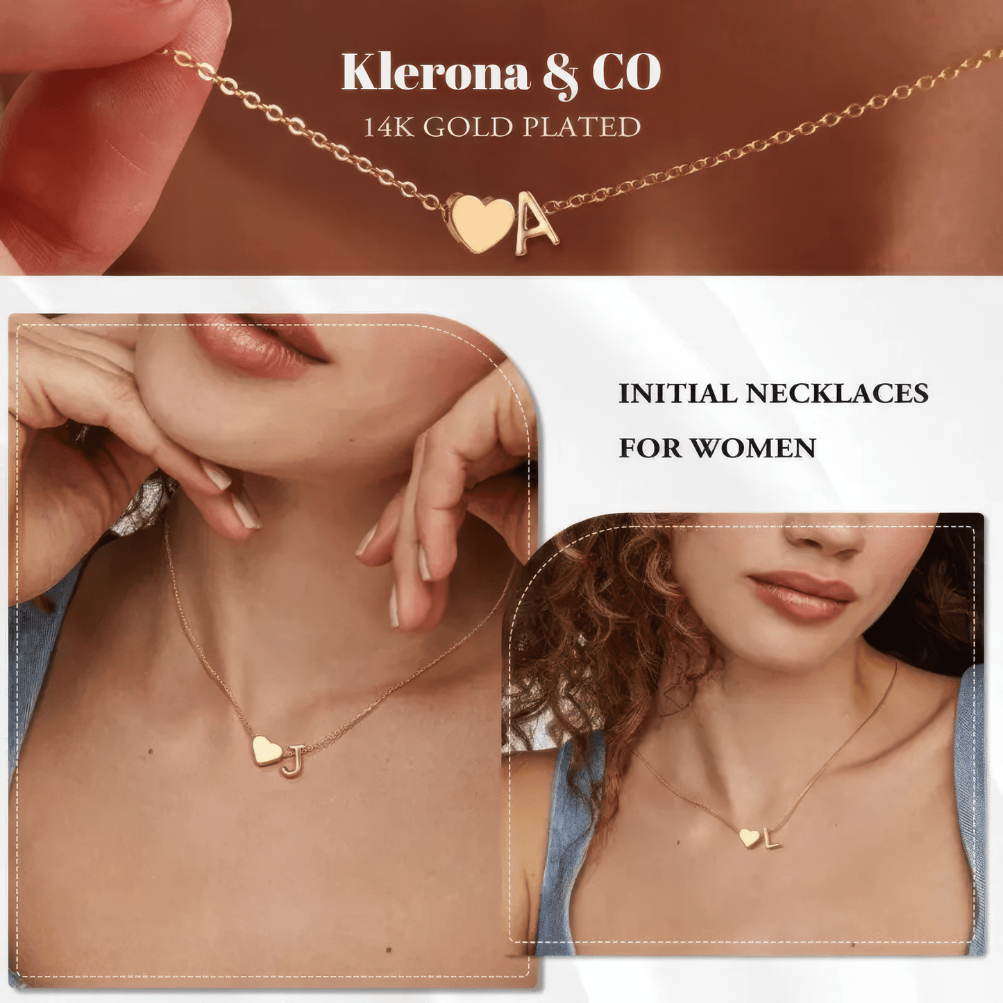 Klerona & Co Heart Initial Necklace - Klerona & Co