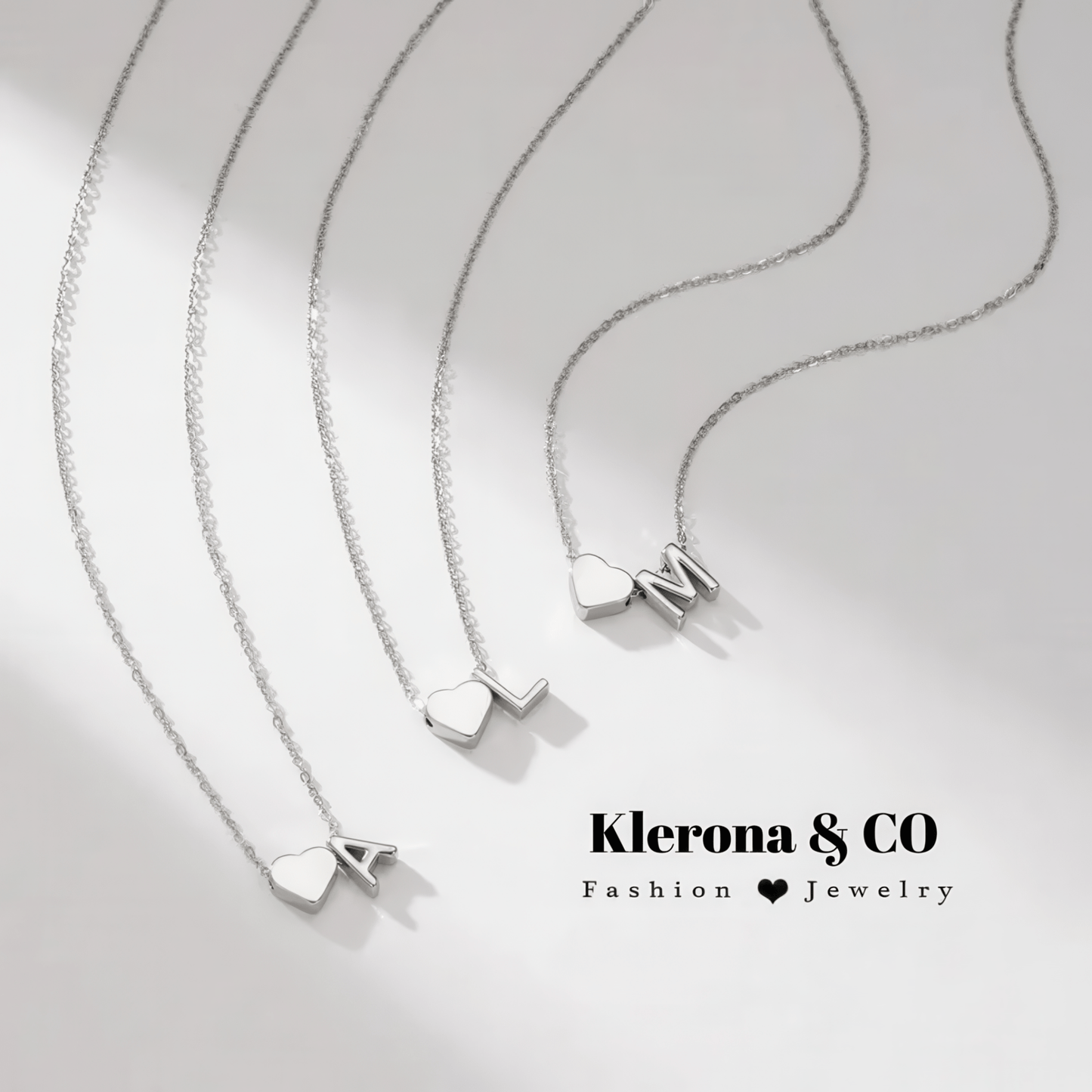 Klerona & Co Heart Initial Necklace - Klerona & Co