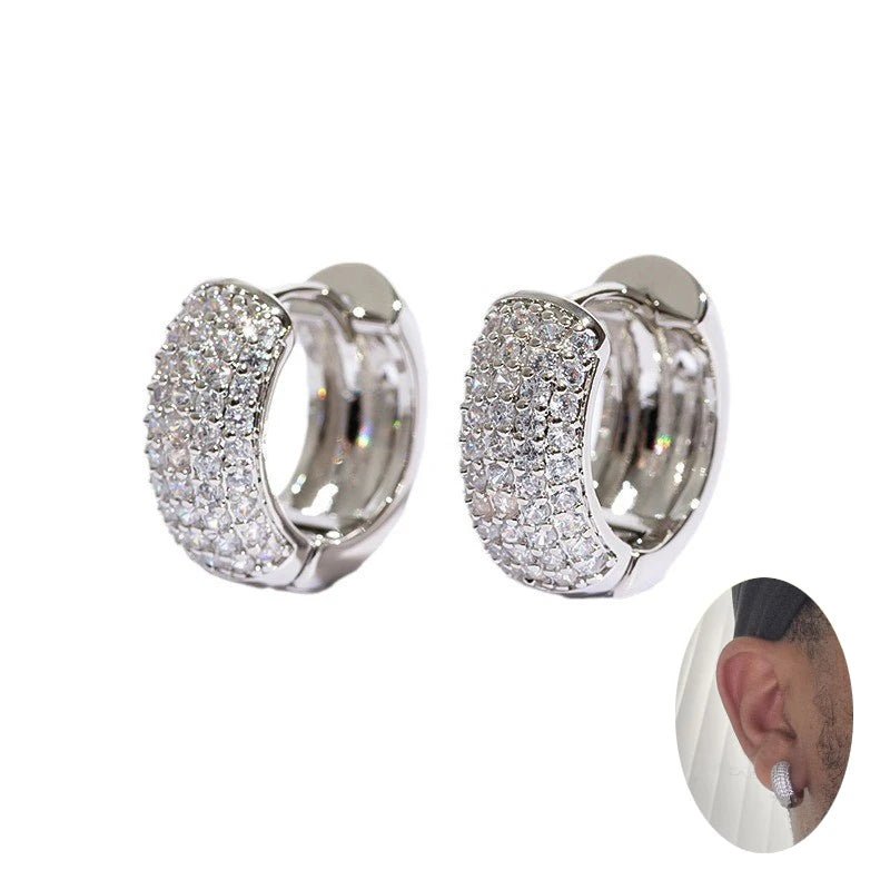 Elegant pavé hoop earrings – silver finish with shimmering stones by Klerona