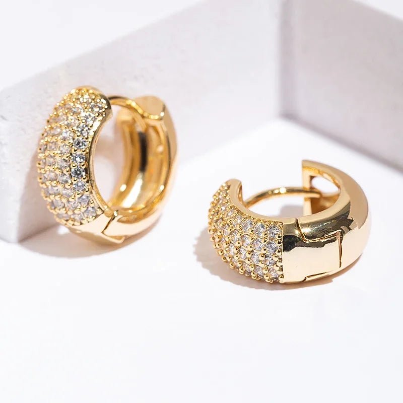 Gold pavé hoop earrings – hypoallergenic cubic zirconia hoops for women