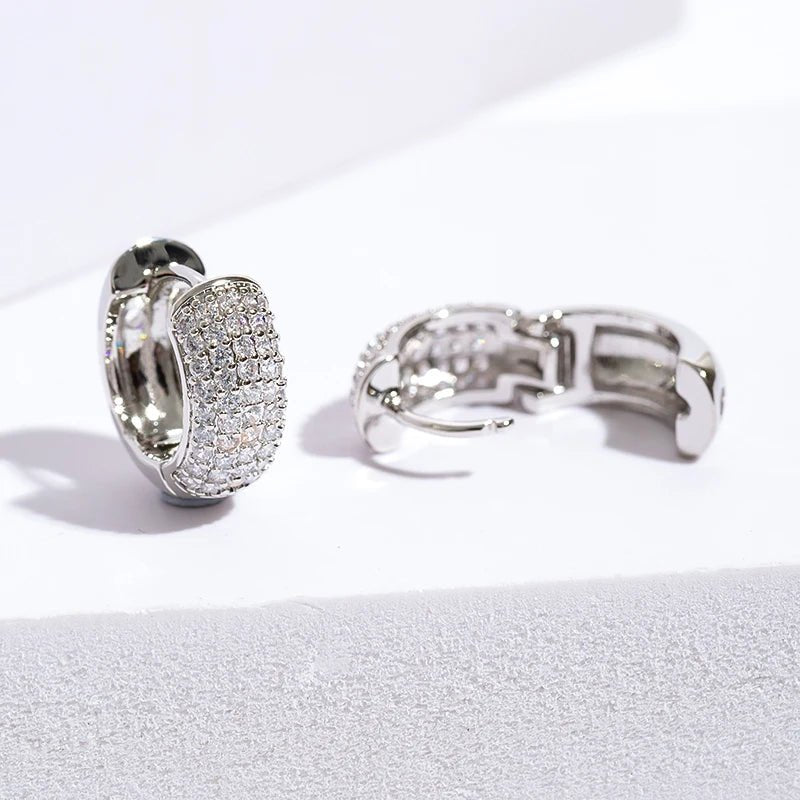 Klerona & Co silver pavé hoops – luxury earrings with brilliant stone detailing