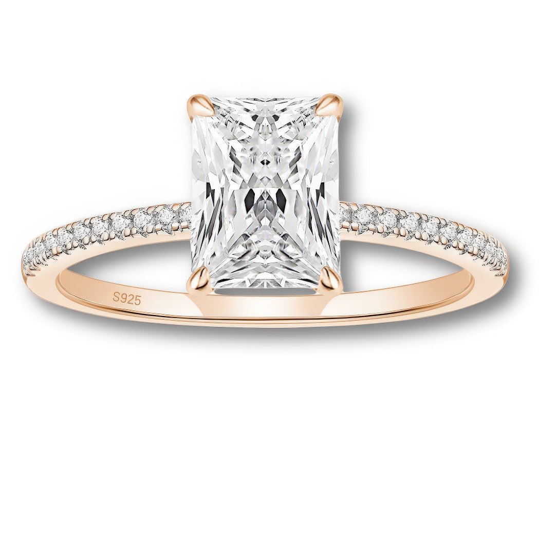 Sterling silver ring photographed under natural light, showing diamond-like sparkle.