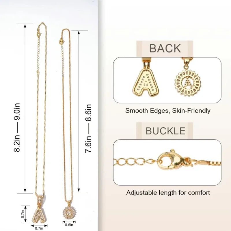 Klerona & Co | Zirconia Initial Necklace Set - My Store