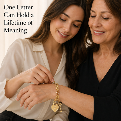 Initial Heart Key Bracelet