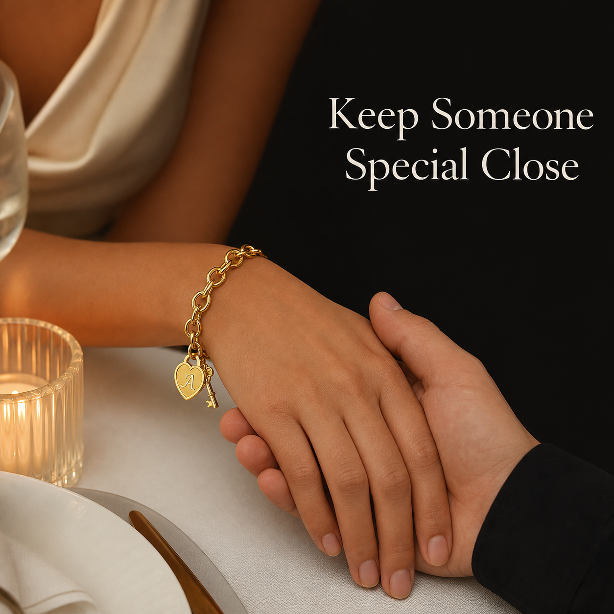 Initial Heart Key Bracelet