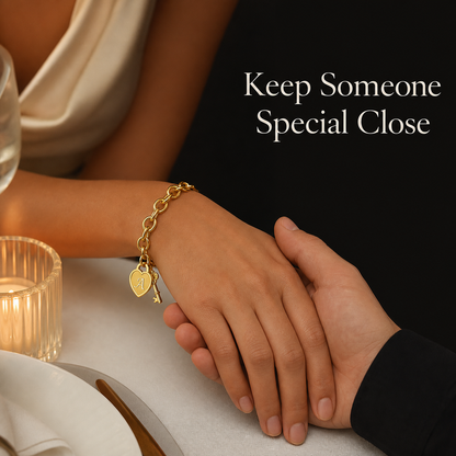 Initial Heart Key Bracelet