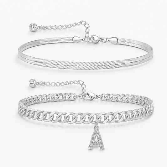 2 Piece Initial Anklet Set - Klerona & Co