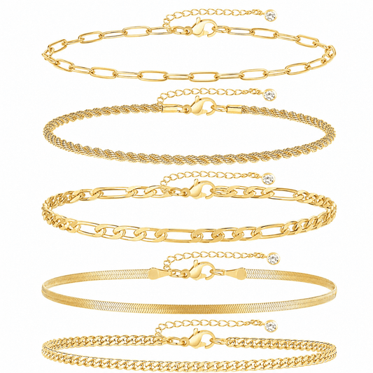 5 - Piece Anklet Set - Klerona & Co