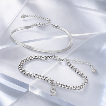 2 Piece Initial Anklet Set