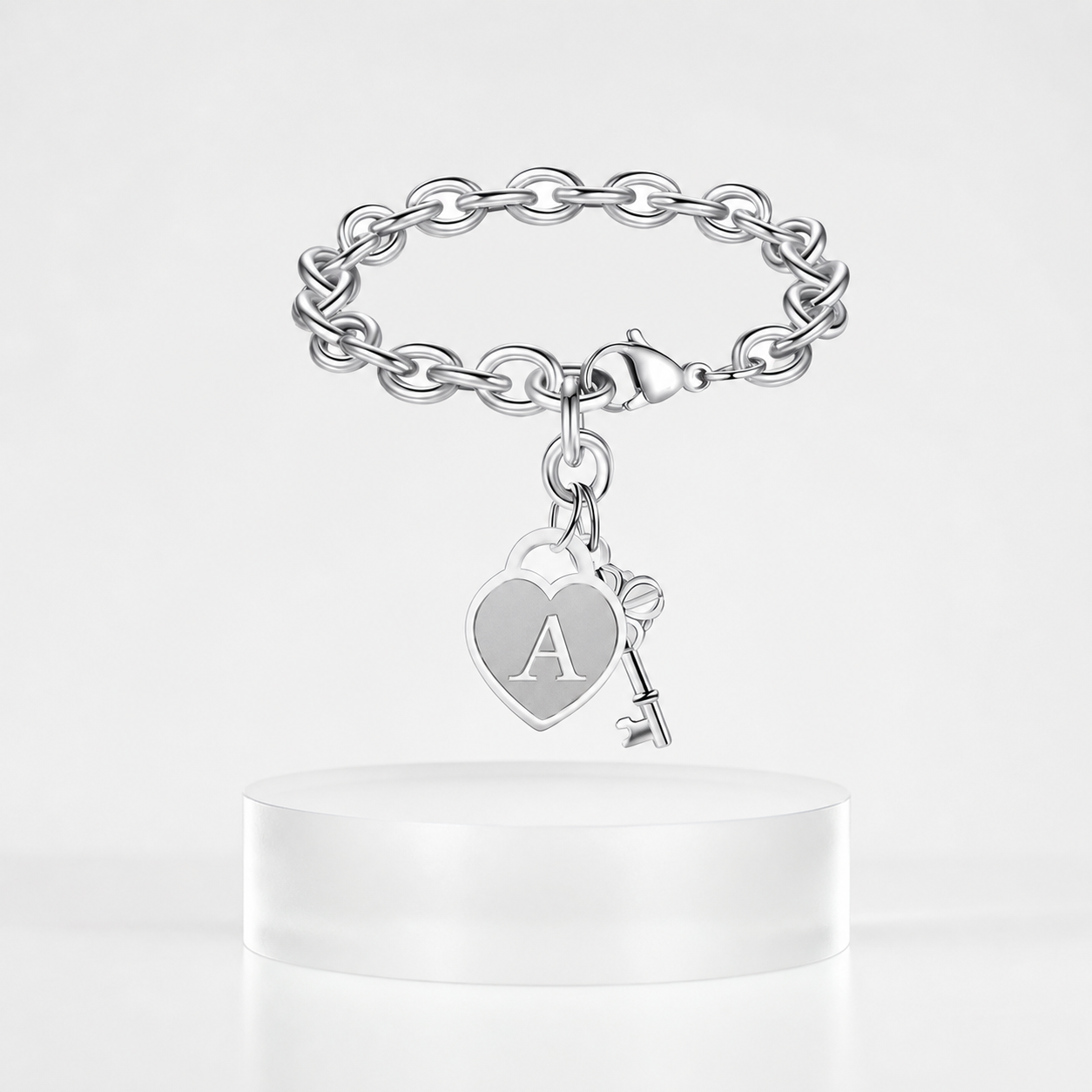 Initial Heart Key Bracelet
