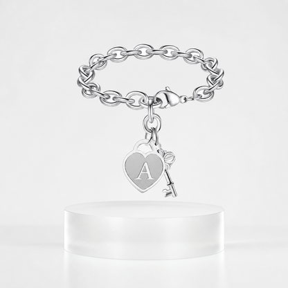 Initial Heart Key Bracelet
