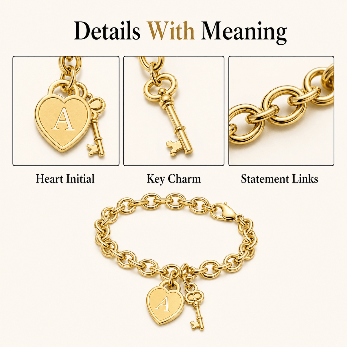Initial Heart Key Bracelet - Klerona & Co