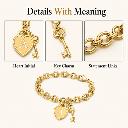 Initial Heart Key Bracelet - Klerona & Co