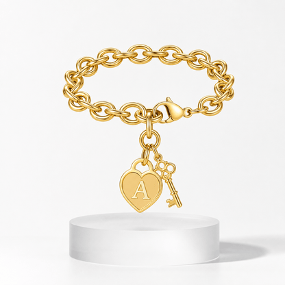 Initial Heart Key Bracelet - Klerona & Co