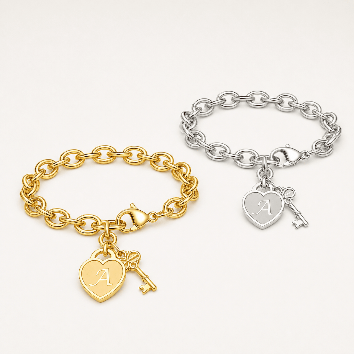Initial Heart Key Bracelet - Klerona & Co