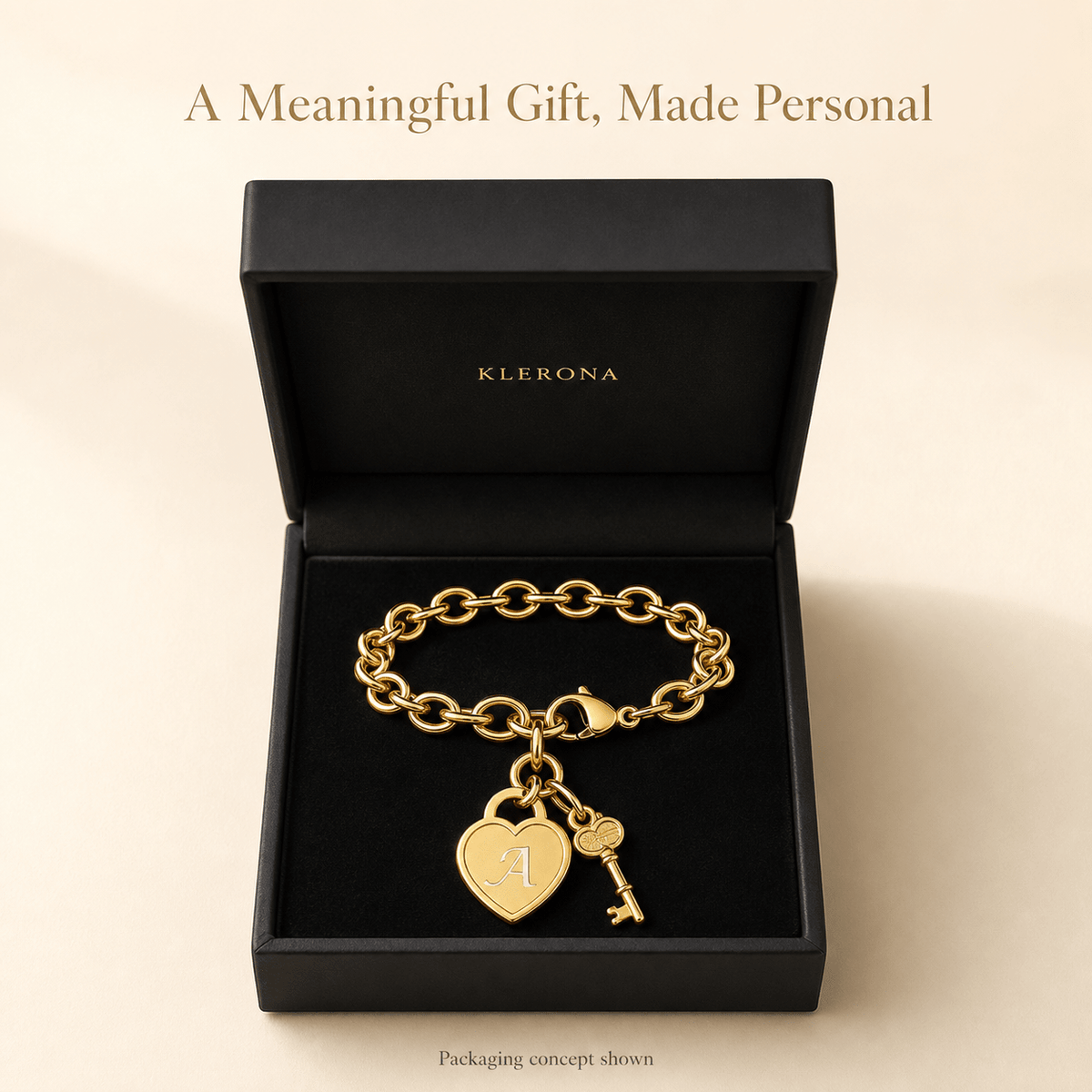 Initial Heart Key Bracelet - Klerona & Co