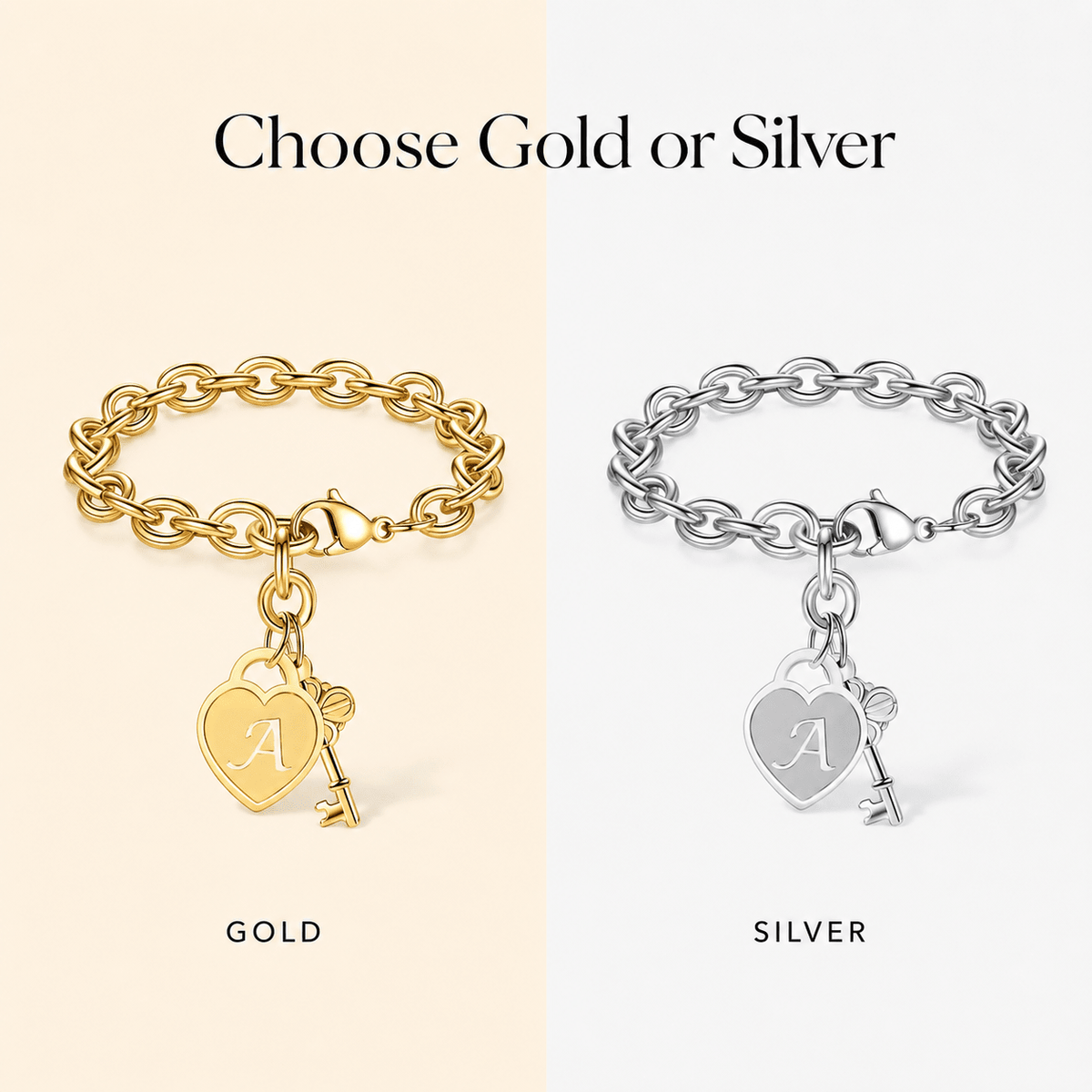 Initial Heart Key Bracelet - Klerona & Co