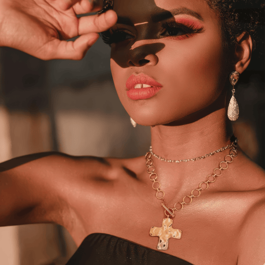 Klerona & Co. Bold Hammered Cross Necklace - Klerona & Co