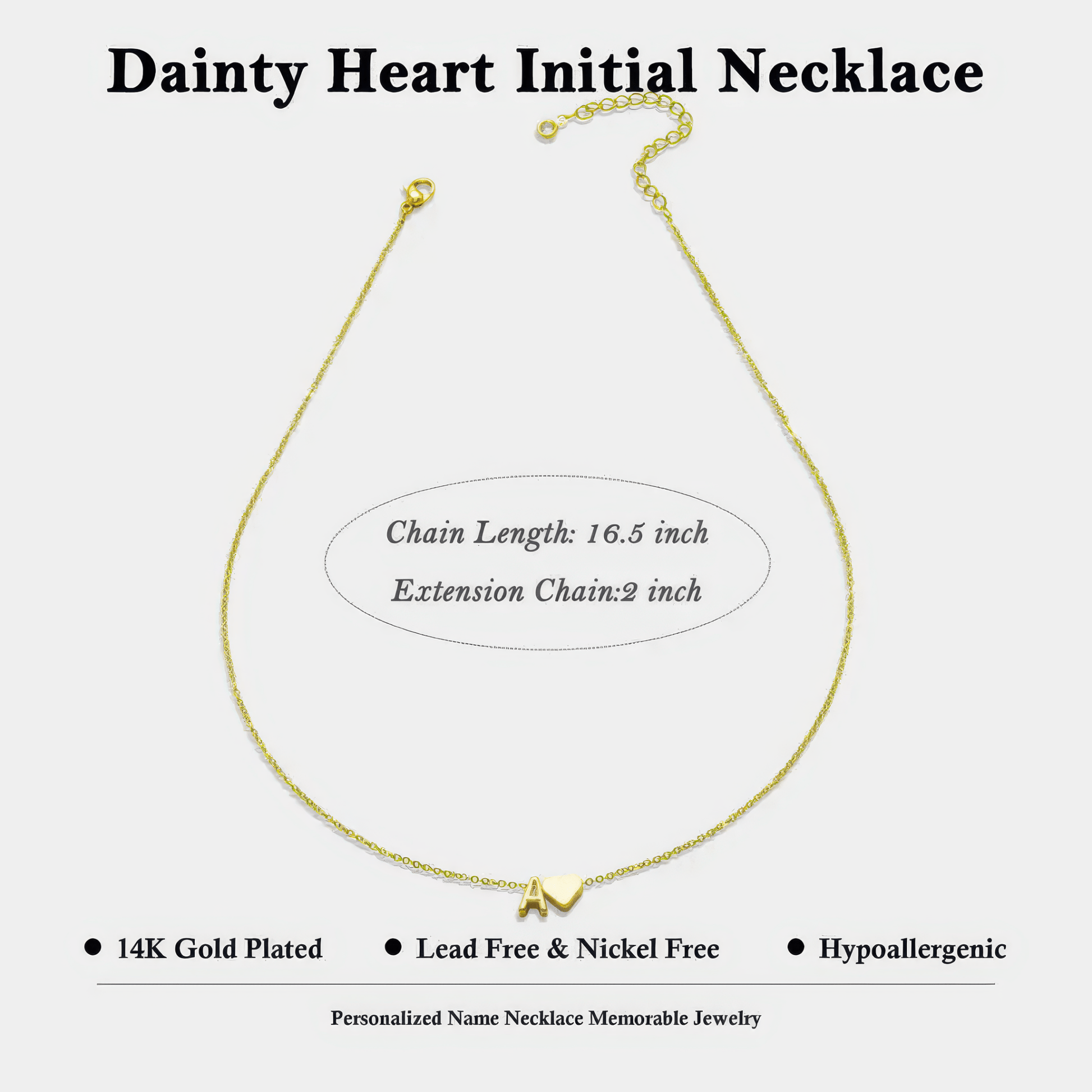 Klerona & Co Heart Initial Necklace - Klerona & Co