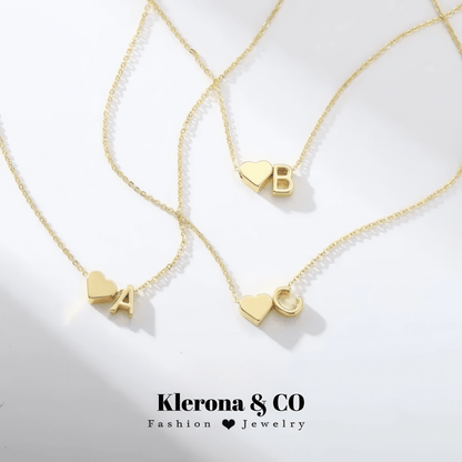 Klerona & Co Heart Initial Necklace - Klerona & Co