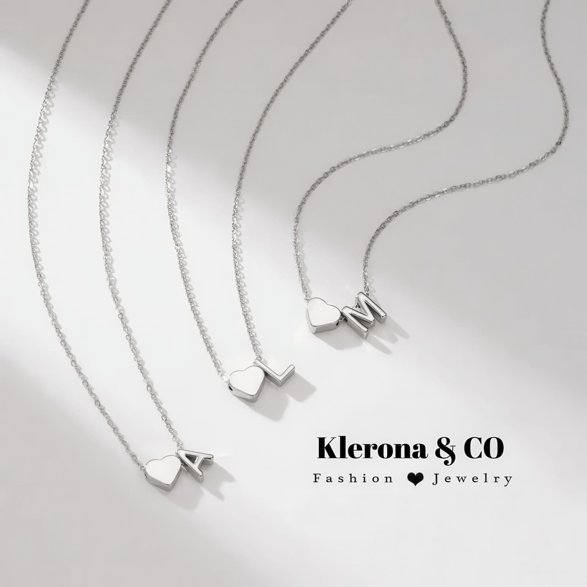 Klerona & Co Heart Initial Necklace - Klerona & Co