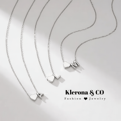 Klerona & Co Heart Initial Necklace - Klerona & Co