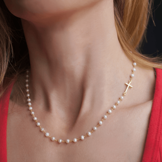 Klerona & Co Pearl Cross Necklace - Klerona & Co