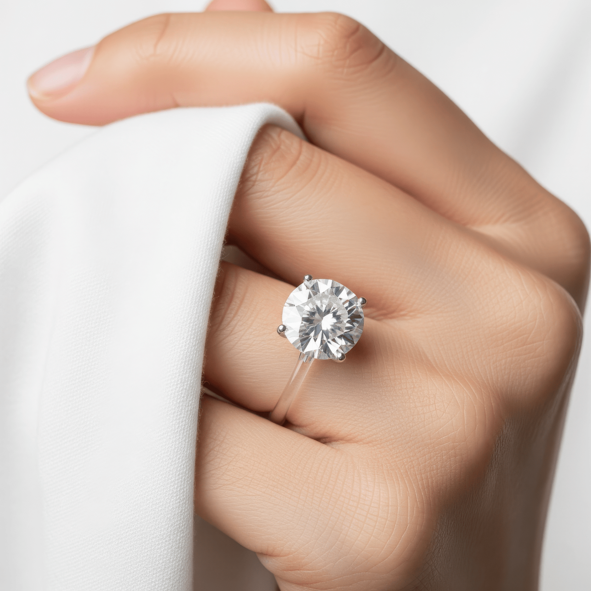 Floating solitaire moissanite ring – 925‑grade brilliance on transparent nylon band
