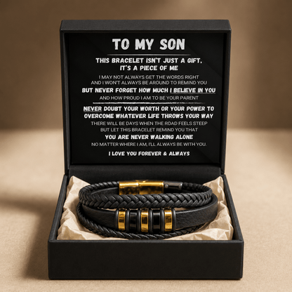 To My Son Sterling Silver Braided Bracelet - Klerona & Co