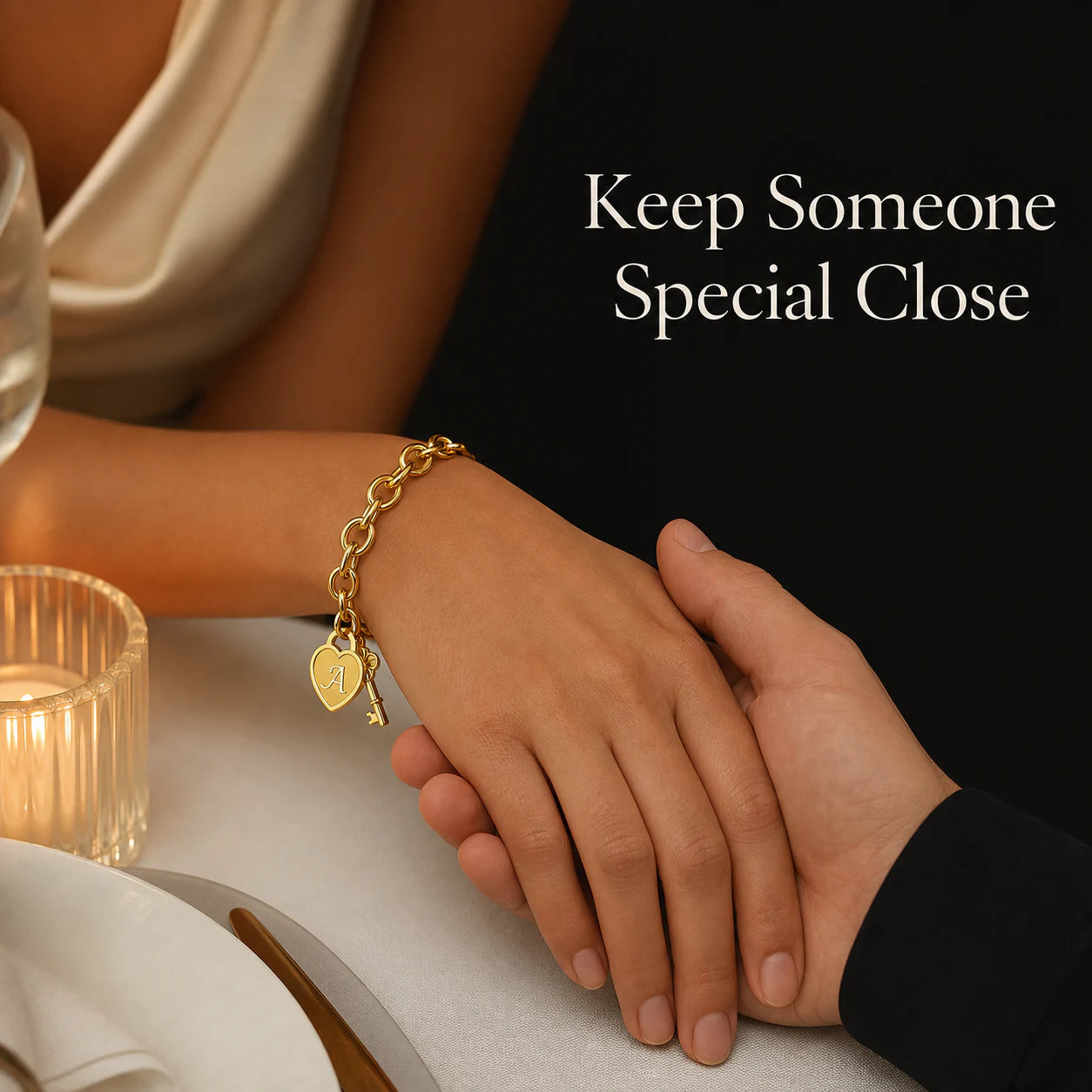 Heart initial key bracelet presented as a meaningful partner gift